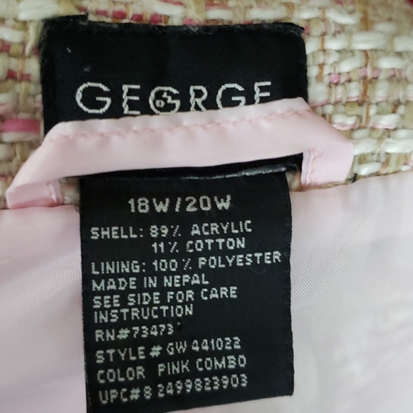 George Pink Boucle Lined Blazer Size 18/20 - Picture 9 of 9